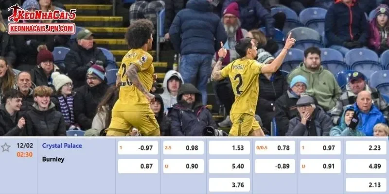 Tỷ lệ kèo chi tiết của của trận Crystal Palace vs Burnley