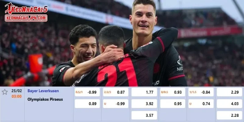Tỷ lệ kèo chi tiết của trận Bayer Leverkusen vs Olympiacos